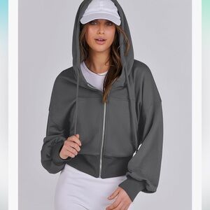 ANRABESS Womens Zip Up Hoodies Cropped Sweatshirts